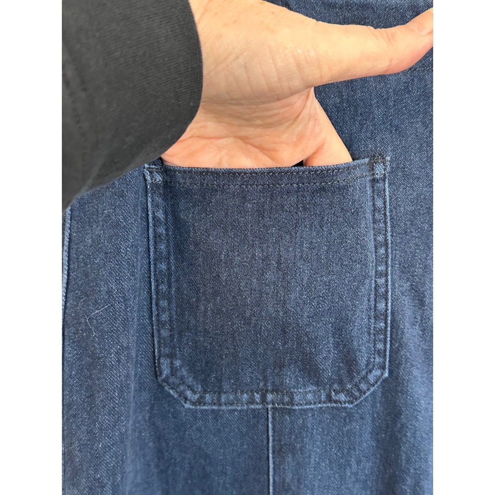 Halara Wide Leg Flex Denim Jeans Pant Size L Dark Wash Patch Pockets Stretch NEW - Picture 6 of 10